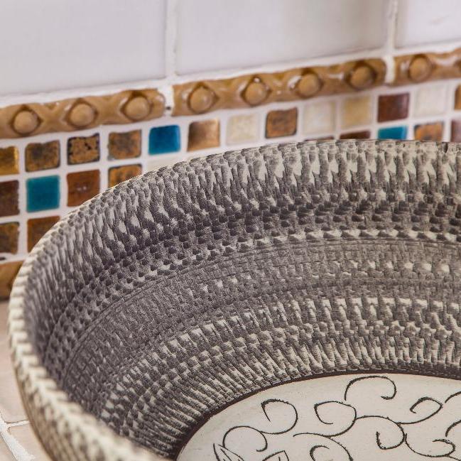 Ceramic Painting Art Sink Round Countertop Wash Basin