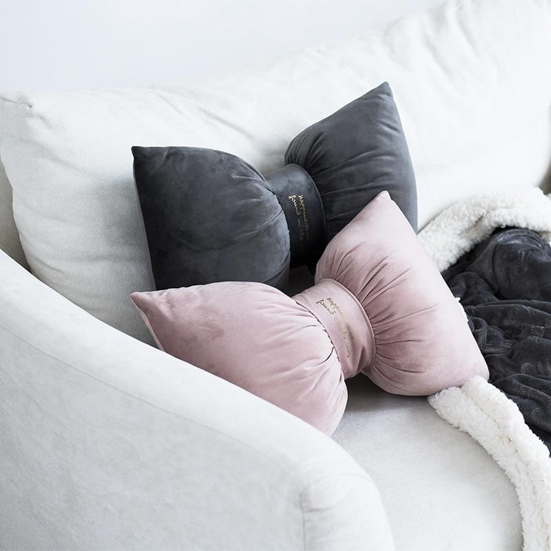 Aria - Bow Knot Neck Support Velvet Pillow
