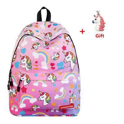 Purple Unicorn Design Backpack With Free Gift
