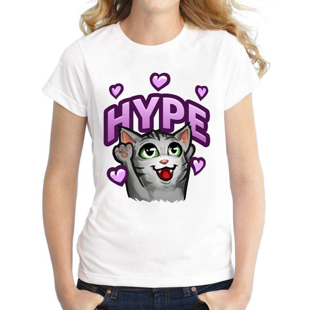 Purrfectly Hype Cat Printed T-Shirt