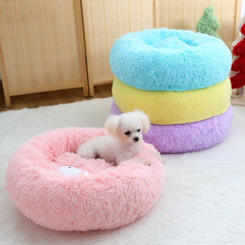 Round Fluffy Pet Calming Bed ﻿