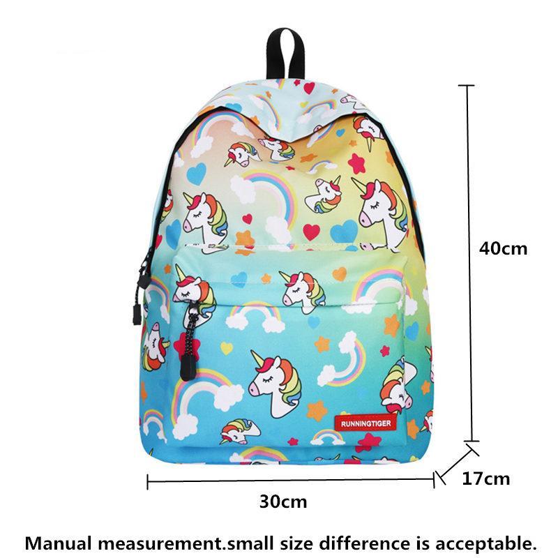 Sky Blue Unicorn Design Backpack With Free Gift