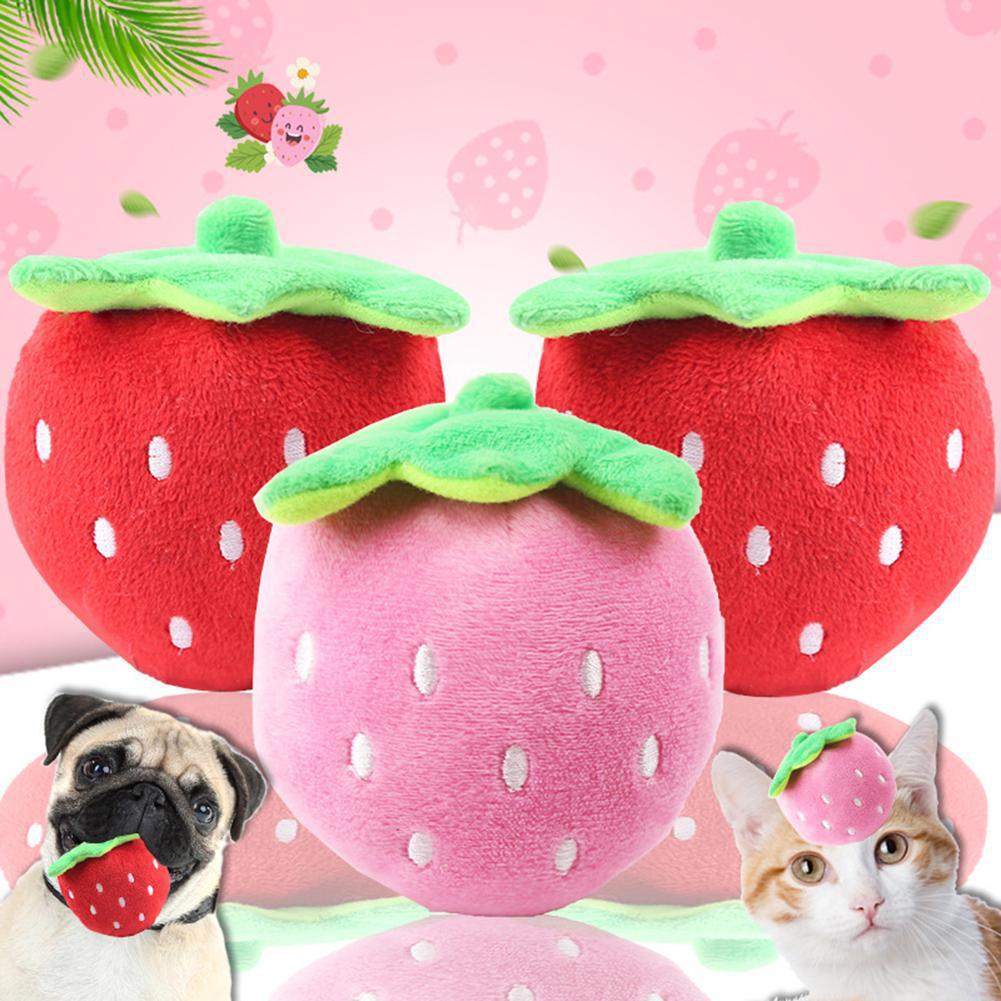 Strawberry Shape Squeaky Chew Toys