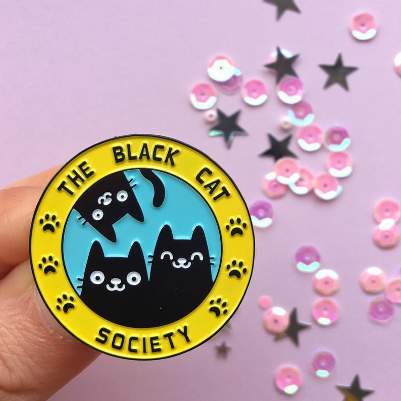 The Black Cat Society Enamel Brooch