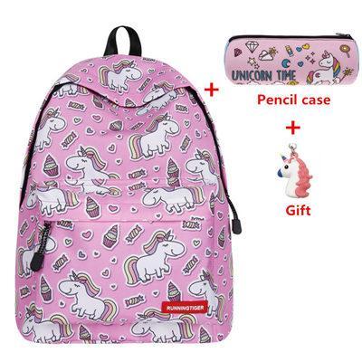 Unicorn and Ice cream Design Backpack With Free Gift