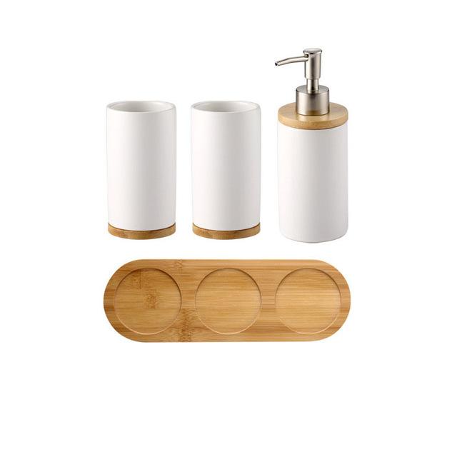Bamboo Lux Bathroom Accessories Set