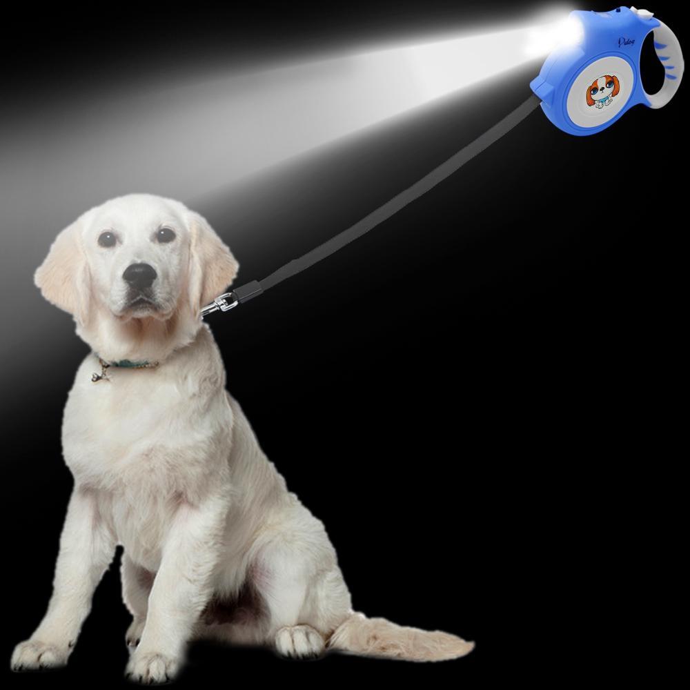 Walking Retractable Dog Leash With Bright Flashlight