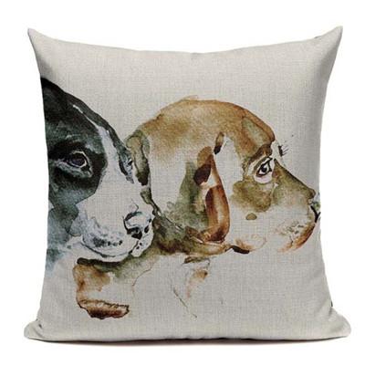 Watercolor Dog Print Cushion Cover﻿