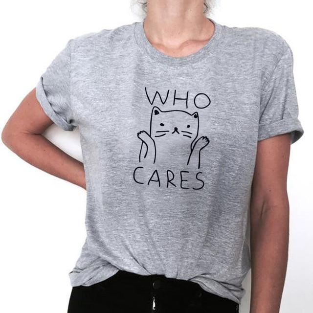 Who Cares Cat Graphic Tee