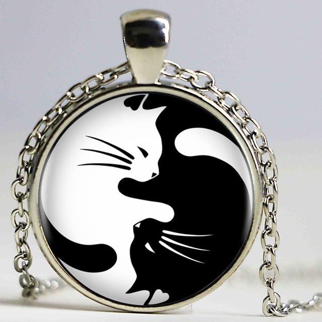 Yin Yang Cats Necklace Pendant ﻿