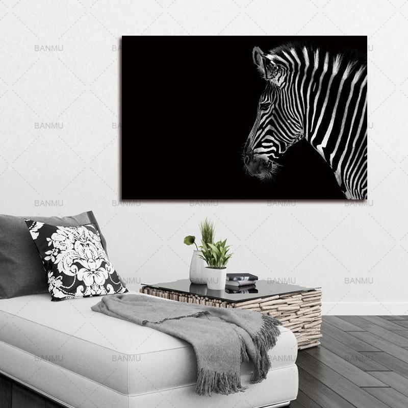 Black and White Wall Decor Portrait Of Zebra Head