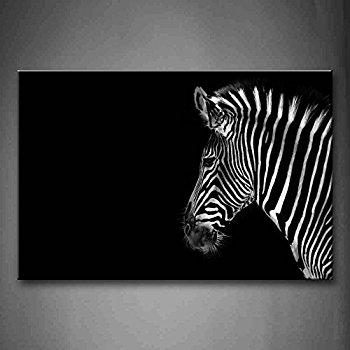 Black and White Wall Decor Portrait Of Zebra Head