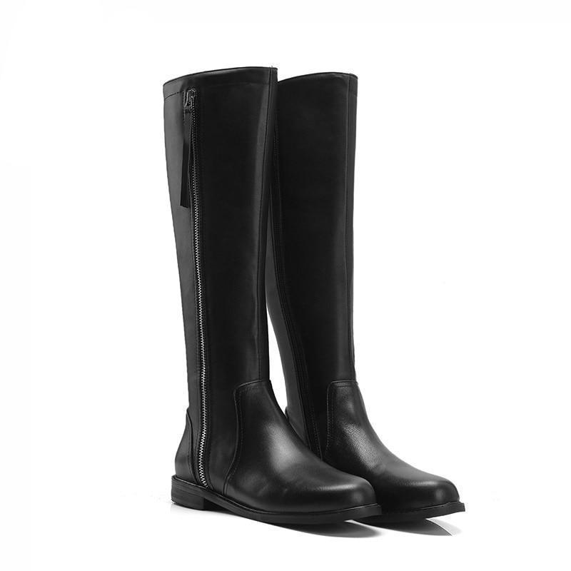 Zipper Leather Horse Riding Boots - US Sizes
